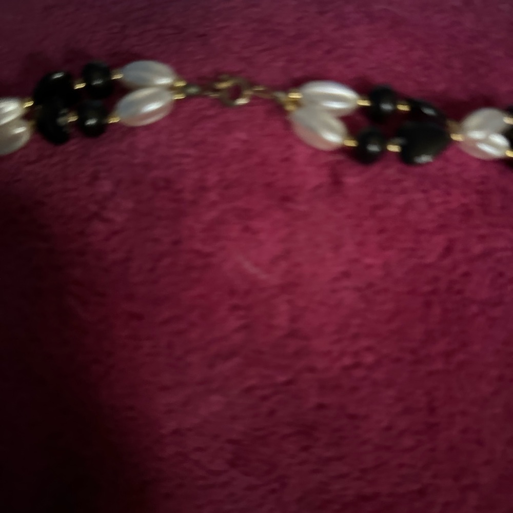 Vintage fax black and white pearl necklace - Picture 6 of 6